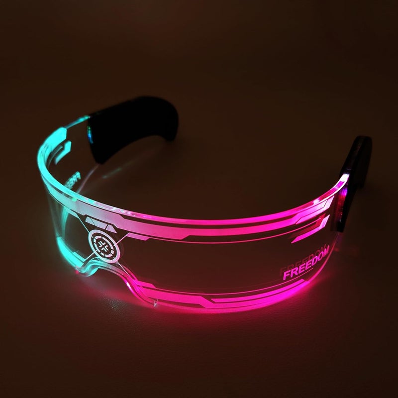 Xgood LED Glasses w/Bilateral 7 Colors & 4 Modes Futuristic Neon Sunglasses Cyberpunk Glasses for Rave Parties and Cosplay - Image 1